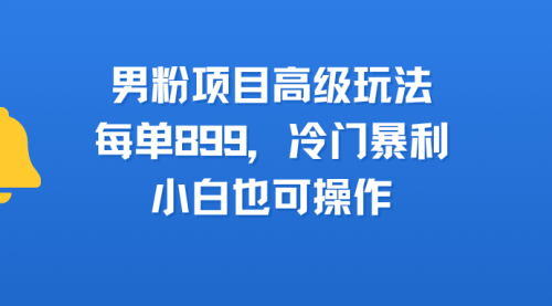 男粉项目高级玩法，每单899，冷门暴L，小白也可操作