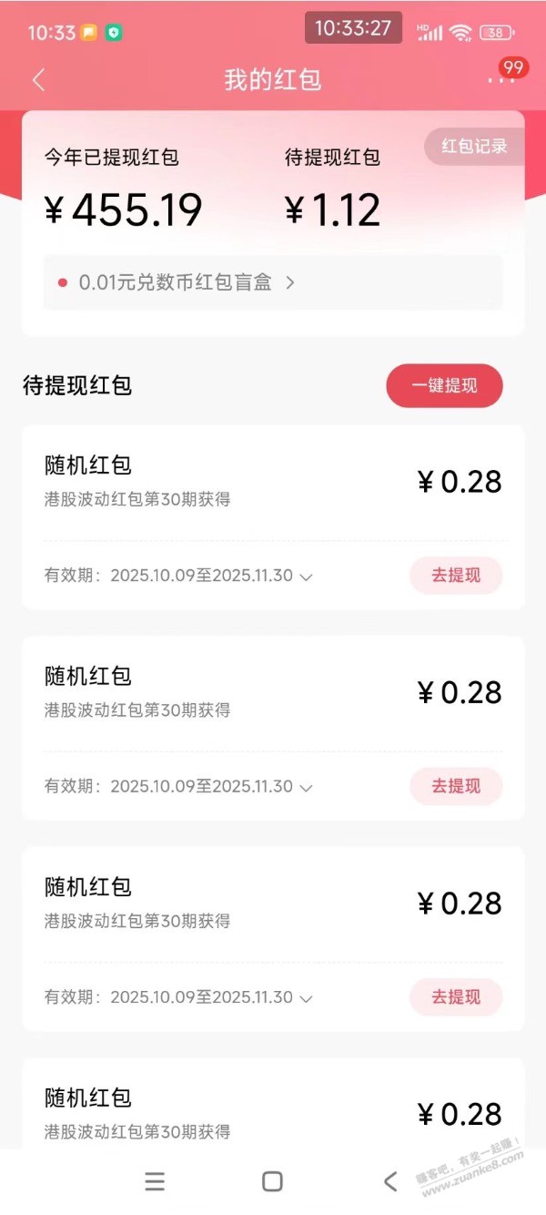 【招商银行】现金红包1元～